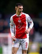 18 April 2025; Mason Melia of St Patrick's Athletic during the SSE Airtricity Men's Premier Division match between St Patrick's Athletic and Shamrock Rovers at Richmond Park in Dublin. Photo by Stephen McCarthy/Sportsfile