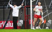 19 April 2025; Umpire Colm Smith waves a wide as Cork goalkeeper Míchéal Aodh Martin prepares to take a kick-out during the Munster GAA Football Senior Championship semi-final match between Cork and Kerry at Supervalu Páirc Uí Chaoimh in Cork. Photo by Piaras Ó Mídheach/Sportsfile