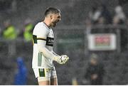 19 April 2025; Kerry goalkeeper Shane Murphy celebrates his side's second goal, scored by team-mate Joe O'Connor, during the Munster GAA Football Senior Championship semi-final match between Cork and Kerry at Supervalu Páirc Uí Chaoimh in Cork. Photo by Piaras Ó Mídheach/Sportsfile