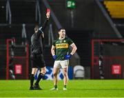 19 April 2025; Paudie Clifford of Kerry is shown the red card referee Barry Tiernan during the Munster GAA Football Senior Championship semi-final match between Cork and Kerry at Supervalu Páirc Uí Chaoimh in Cork. Photo by Piaras Ó Mídheach/Sportsfile