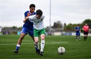 24 April 2025; Callum Lynch of Republic of Ireland in action against Theo Ezea of England during the Centenary Shield match between Republic of Ireland and England at Athlone Town Stadium in Lissywollen, Westmeath. Photo by Ben McShane/Sportsfile