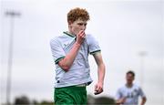 24 April 2025; Adam Brennan of Republic of Ireland celebrates after scoring his side's first goal during the Centenary Shield match between Republic of Ireland and England at Athlone Town Stadium in Lissywollen, Westmeath. Photo by Ben McShane/Sportsfile