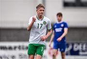 24 April 2025; Jack Sweeney of Republic of Ireland celebrates after scoring his side's second goal during the Centenary Shield match between Republic of Ireland and England at Athlone Town Stadium in Lissywollen, Westmeath. Photo by Ben McShane/Sportsfile