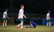 24 April 2025; Alex Vick of England reacts after his side's defeat in the Centenary Shield match between Republic of Ireland and England at Athlone Town Stadium in Lissywollen, Westmeath. Photo by Ben McShane/Sportsfile