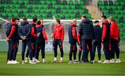 25 April 2025; Shelbourne players before the SSE Airtricity Men's Premier Division match between Shamrock Rovers and Shelbourne at Tallaght Stadium in Dublin. Photo by Ramsey Cardy/Sportsfile