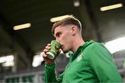 25 April 2025; Matt Healy of Shamrock Rovers before the SSE Airtricity Men's Premier Division match between Shamrock Rovers and Shelbourne at Tallaght Stadium in Dublin. Photo by Ramsey Cardy/Sportsfile
