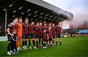25 April 2025; Bohemians players and mascots before the SSE Airtricity Men's Premier Division match between Bohemians and St Patrick's Athletic at Dalymount Park in Dublin. Photo by Seb Daly/Sportsfile