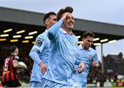 25 April 2025; Chris Forrester of St Patrick's Athletic celebrates after scoring his side's first goal, from a penalty, during the SSE Airtricity Men's Premier Division match between Bohemians and St Patrick's Athletic at Dalymount Park in Dublin. Photo by Seb Daly/Sportsfile