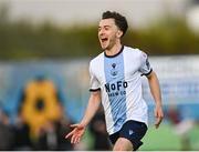 25 April 2025; Darragh Markey of Drogheda United celebrates scoring his side's first goal during the SSE Airtricity Men's Premier Division match between Galway United v Drogheda United at Eamonn Deacy Park in Galway. Photo by Piaras Ó Mídheach/Sportsfile