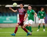 25 April 2025; Shane Griffin of Cobh Ramblers in action against Tony McNamee of Finn Harps during the SSE Airtricity Men's First Division match between Cobh Ramblers and Finn Harps at St Colman's Park in Cobh, Cork. Photo by Michael P Ryan/Sportsfile