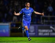 25 April 2025; Padraig Amond of Waterford celebrates after scoring his side's second goal during the SSE Airtricity Men's Premier Division match between Waterford and Derry City at the Regional Sports Centre in Waterford. Photo by Tyler Miller/Sportsfile