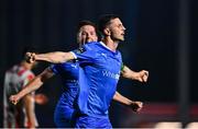 25 April 2025; Padraig Amond of Waterford celebrates after scoring his side's second goal during the SSE Airtricity Men's Premier Division match between Waterford and Derry City at the Regional Sports Centre in Waterford. Photo by Tyler Miller/Sportsfile