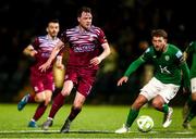 25 April 2025; Cian Murphy of Cobh Ramblers in action against Max Hutchinson of Finn Harps during the SSE Airtricity Men's First Division match between Cobh Ramblers and Finn Harps at St Colman's Park in Cobh, Cork. Photo by Michael P Ryan/Sportsfile