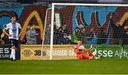 25 April 2025; Drogheda United goalkeeper Luke Dennison reacts after Moses Dyer of Galway United scored his side's second goal during the SSE Airtricity Men's Premier Division match between Galway United v Drogheda United at Eamonn Deacy Park in Galway. Photo by Piaras Ó Mídheach/Sportsfile