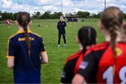 26 April 2025; Meath's Mary Kate Lynch coaching during the 2025 ZuCar Gaelic4Teens Festival Day featuring players from Clann na Banna of Down, St Nicholas of Louth and Ratoath of Meath at Trim GAA Club, Meath. Photo by Piaras Ó Mídheach/Sportsfile