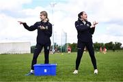 26 April 2025; Meath's Mary Kate Lynch, left, and Niamh Gallogly coaching during the 2025 ZuCar Gaelic4Teens Festival Day featuring players from Clann na Banna of Down, St Nicholas of Louth and Ratoath of Meath at Trim GAA Club, Meath. Photo by Piaras Ó Mídheach/Sportsfile