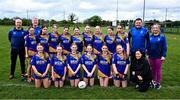 26 April 2025; The Ratoath squad and mentors during the 2025 ZuCar Gaelic4Teens Festival Day featuring players from Clann na Banna of Down, St Nicholas of Louth and Ratoath of Meath at Trim GAA Club, Meath. Photo by Piaras Ó Mídheach/Sportsfile