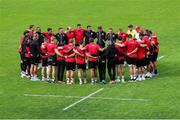 26 April 2025; Emirates Lions huddle before the United Rugby Championship match between Emirates Lions and Connacht at Emirates Airline Park in Johannesburg, South Africa. Photo by Shaun Roy/Sportsfile