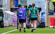 26 April 2025; Niamh O'Dowd of Ireland is taken off for an HIA during the Women's Six Nations Rugby Championship match between Scotland and Ireland at Hive Stadium in Edinburgh, Scotland. Photo by Paul Devlin/Sportsfile