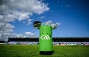 26 April 2025; The GAA+ interview desk is seen before the Leinster GAA Hurling Senior Championship Round 2 match between Dublin and Wexford at Parnell Park in Dublin. Photo by David Fitzgerald/Sportsfile