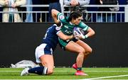 26 April 2025; Amee-Leigh Costigan of Ireland scores her side's first try during the Women's Six Nations Rugby Championship match between Scotland and Ireland at Hive Stadium in Edinburgh, Scotland. Photo by Paul Devlin/Sportsfile