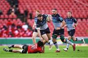 26 April 2025; Cathal Forde of Connacht is tackled by Bronson Mills of Emirates Lions during the United Rugby Championship match between Emirates Lions and Connacht at Emirates Airline Park in Johannesburg, South Africa. Photo by Shaun Roy/Sportsfile