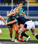 26 April 2025; Aoife Corey of Ireland is tackled by Sarah Bonar of Scotland during the Women's Six Nations Rugby Championship match between Scotland and Ireland at Hive Stadium in Edinburgh, Scotland. Photo by Paul Devlin/Sportsfile