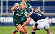 26 April 2025; Aoife Corey of Ireland is tackled by Sarah Bonar of Scotland during the Women's Six Nations Rugby Championship match between Scotland and Ireland at Hive Stadium in Edinburgh, Scotland. Photo by Paul Devlin/Sportsfile