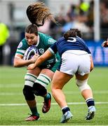 26 April 2025; Jane Clohessy of Ireland in action against Ellianne Clarke of Scotland during the Women's Six Nations Rugby Championship match between Scotland and Ireland at Hive Stadium in Edinburgh, Scotland. Photo by Paul Devlin/Sportsfile