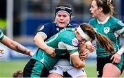 26 April 2025; Claire Boles of Ireland is tackled by Leah Bartlett of Scotland during the Women's Six Nations Rugby Championship match between Scotland and Ireland at Hive Stadium in Edinburgh, Scotland. Photo by Paul Devlin/Sportsfile