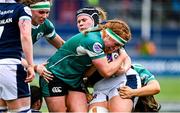 26 April 2025; Niamh O'Dowd of Ireland in action against Leah Barlett of Scotland during the Women's Six Nations Rugby Championship match between Scotland and Ireland at Hive Stadium in Edinburgh, Scotland. Photo by Paul Devlin/Sportsfile