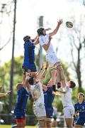 26 April 2025; Michael Rooney of Ulster takes the ball in the lineout during the Junior Interprovincial Rugby Championship round one match between Leinster and Ulster at Gorey RFC in Gorey, Wexford. Photo by Matt Browne/Sportsfile