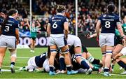 26 April 2025; Linda Djougang of Ireland scores her side's second try during the Women's Six Nations Rugby Championship match between Scotland and Ireland at The Hive Stadium in Edinburgh, Scotland. Photo by Paul Devlin/Sportsfile
