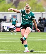 26 April 2025; Dannah O'Brien of Ireland kicks a conversion during the Women's Six Nations Rugby Championship match between Scotland and Ireland at Hive Stadium in Edinburgh, Scotland. Photo by Paul Devlin/Sportsfile