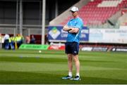 26 April 2025; Leinster Head Coach Leo Cullen walks the pitch before the United Rugby Championship match between Scarlets and Leinster at Parc Y Scarlets in Swansea, Wales. Photo by Chris Fairweather/Sportsfile