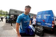 26 April 2025; Ross Byrne of Leinster arrives before the United Rugby Championship match between Scarlets and Leinster at Parc Y Scarlets in Swansea, Wales. Photo by Chris Fairweather/Sportsfile