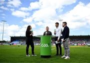 26 April 2025; GAA+ with presenter Aisling O'Reilly and pundits, from left, former Kilkenny hurler Richie Hogan, former Cork hurler Eoin Cadogan and former Waterford hurler Noel Connors before the Leinster GAA Hurling Senior Championship Round 2 match between Dublin and Wexford at Parnell Park in Dublin. Photo by David Fitzgerald/Sportsfile