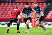 26 April 2025; Dylan Tierney-Martin of Connacht attempts to get past Morne van den Berg of Emirates Lions during the United Rugby Championship match between Emirates Lions and Connacht at Emirates Airline Park in Johannesburg, South Africa. Photo by Shaun Roy/Sportsfile