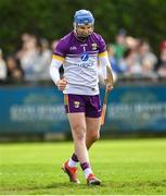 26 April 2025; Wexford goalkeeper Mark Fanning celebrates his side's first goal during the Leinster GAA Hurling Senior Championship Round 2 match between Dublin and Wexford at Parnell Park in Dublin. Photo by David Fitzgerald/Sportsfile