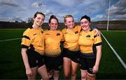 26 April 2025; Ashbourne players celebrate after their side's victory in the Cusack Plate Final match between Longford and Ashbourne during the Leinster Rugby Girls Finals Day at Mullingar RFC in Mullingar, Westmeath. Photo by Ben McShane/Sportsfile