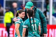 26 April 2025; Vicky Elmes Kinlan, left, and Amee-Leigh Costigan of Ireland dejected at full time after their side's loss in the Women's Six Nations Rugby Championship match between Scotland and Ireland at Hive Stadium in Edinburgh, Scotland. Photo by Paul Devlin/Sportsfile