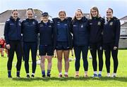 26 April 2025; Coaches, from left, Roscommon's Ellen Irwin, ZuCar Gaelic4Teens ambassador Roscommon's Laura Mannion, ZuCar Gaelic4Teens ambassador Dublin's Bernie Finlay, ZuCar Gaelic4Teens ambassador Antrim's Cathy Carey, Westmeath's Sarah Dillon, Meath's Mary Kate Lynch and Meath’s Niamh Gallogly during the 2025 ZuCar Gaelic4Teens Festival Day featuring players from Clann na Banna of Down, St Nicholas of Louth and Ratoath of Meath at Trim GAA Club, Meath. Photo by Piaras Ó Mídheach/Sportsfile