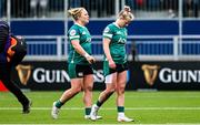 26 April 2025; Aoife Wafer, left, and Dannah O'Brien of Ireland dejected at full time after their side's defeat in the Women's Six Nations Rugby Championship match between Scotland and Ireland at Hive Stadium in Edinburgh, Scotland. Photo by Paul Devlin/Sportsfile