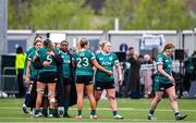 26 April 2025; Ireland players console one another at full time after their side's defeat in the Women's Six Nations Rugby Championship match between Scotland and Ireland at Hive Stadium in Edinburgh, Scotland. Photo by Paul Devlin/Sportsfile