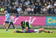 26 April 2025; Lee Chin of Wexford receives treatment during the Leinster GAA Hurling Senior Championship Round 2 match between Dublin and Wexford at Parnell Park in Dublin. Photo by David Fitzgerald/Sportsfile