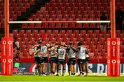 26 April 2025; The Connacht players huddle under the posts after their 26-7 loss to the Emirates Lions in the United Rugby Championship match between Emirates Lions and Connacht at Emirates Airline Park in Johannesburg, South Africa. Photo by Shaun Roy/Sportsfile