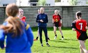 26 April 2025; ZuCar Gaelic4Teens ambassador Roscommon's Laura Mannion coaching during the 2025 ZuCar Gaelic4Teens Festival Day featuring players from Clann na Banna of Down, St Nicholas of Louth and Ratoath of Meath at Trim GAA Club, Meath. Photo by Piaras Ó Mídheach/Sportsfile