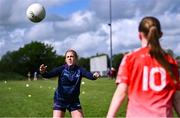 26 April 2025; ZuCar Gaelic4Teens ambassador Antrim's Cathy Carey coaching during the 2025 ZuCar Gaelic4Teens Festival Day featuring players from Clann na Banna of Down, St Nicholas of Louth and Ratoath of Meath at Trim GAA Club, Meath. Photo by Piaras Ó Mídheach/Sportsfile