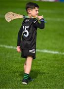 26 April 2025; Six year old Eoin Hannon, from Ballyskenagh - Kilavilla in Offaly before the Leinster GAA Hurling Senior Championship Round 2 match between Offaly and Galway at Glenisk O’Connor Park in Tullamore, Offaly. Photo by Ray McManus/Sportsfile