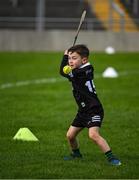 26 April 2025; Six year old Eoin Hannon, from Ballyskenagh - Kilavilla in Offaly before the Leinster GAA Hurling Senior Championship Round 2 match between Offaly and Galway at Glenisk O’Connor Park in Tullamore, Offaly. Photo by Ray McManus/Sportsfile